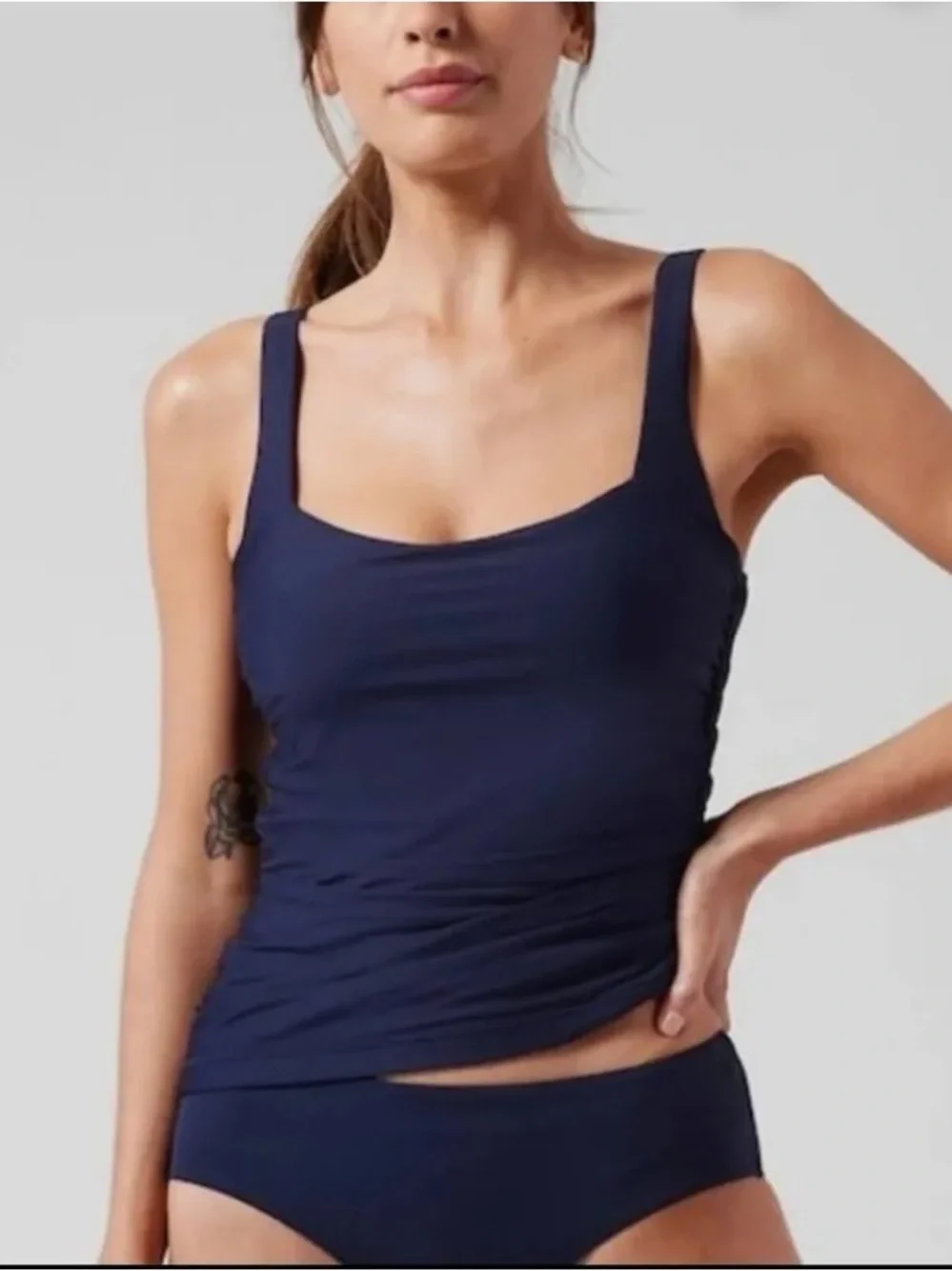 Athleta Square Neck Bra Cup Tankini Swim Top
